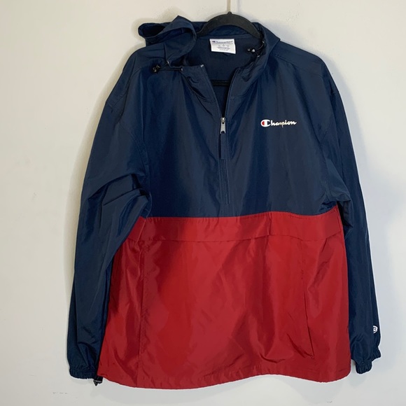 Champion Navy Maroon Windbreaker L 